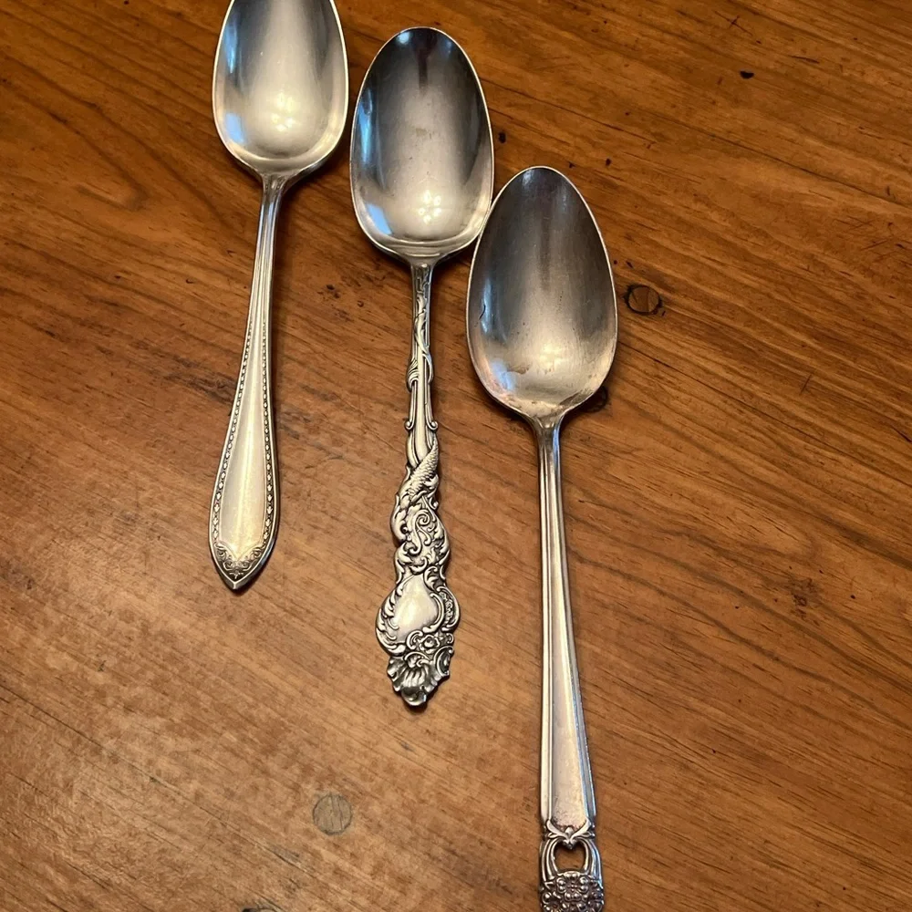 3 Lovely Silver Serving Spoons